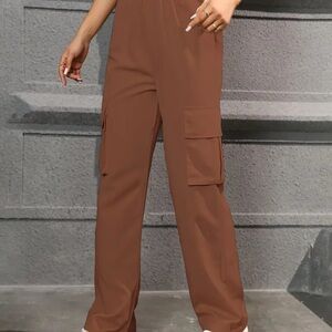HYFVE Brown Cargo Pants with Elastic Waistband